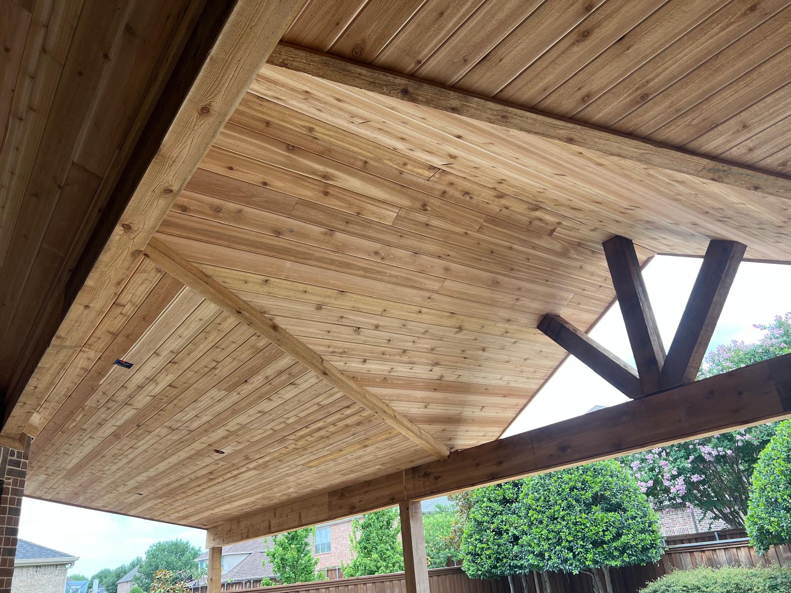 Wood ceiling patio cover 16